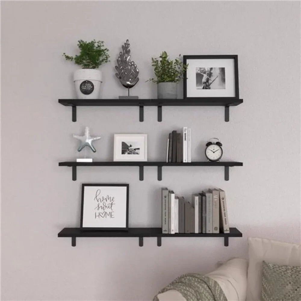 Wood Floating Shelves Set of 6, Shelves for Wall Decor, Farmhouse Shelf